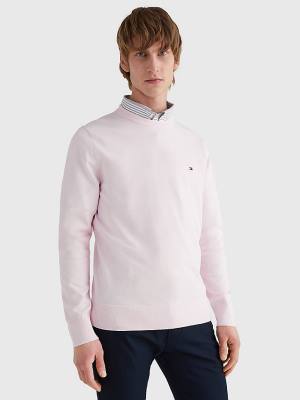 Pink Tommy Hilfiger 1985 Essential TH Flex Sweatshirt Men's Sweaters | TH837DNB