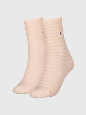 Pink Tommy Hilfiger 2-Pack Slim Stripe Women's Socks | TH169SYH