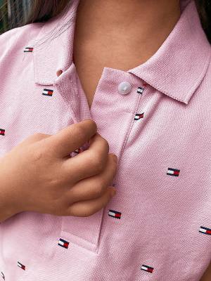 Pink Tommy Hilfiger Adaptive Flag Print Sleeveless Polo Girls' T Shirts | TH650ISR