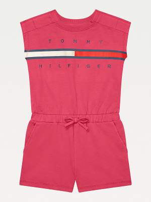 Pink Tommy Hilfiger Adaptive Knit Playsuit Girls' Dress | TH106JKM