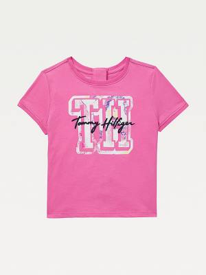 Pink Tommy Hilfiger Adaptive Seated Fit Logo Girls' T Shirts | TH792RDO