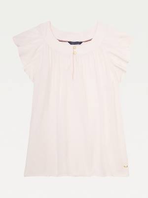 Pink Tommy Hilfiger Adaptive Viscose Butterfly Sleeve Top Women's T Shirts | TH361PFE