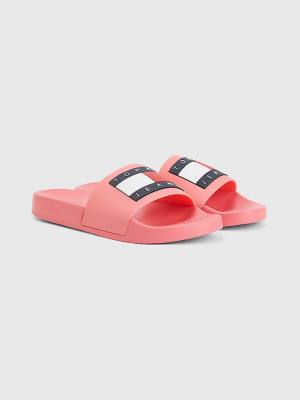 Pink Tommy Hilfiger Badge Slides Women's Sandals | TH810CFG