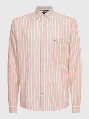 Pink Tommy Hilfiger Casual Stripe Men's Shirts | TH279DUF