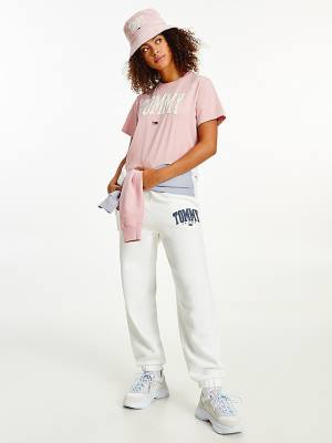 Pink Tommy Hilfiger College Organic Cotton Boyfriend Fit Women's T Shirts | TH082APF