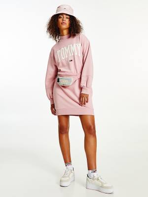 Pink Tommy Hilfiger College Sweatshirt Women's Dress | TH609UDK