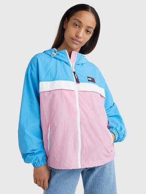 Pink Tommy Hilfiger Colour-Blocked Chicago Windbreaker Women's Jackets | TH345TDW