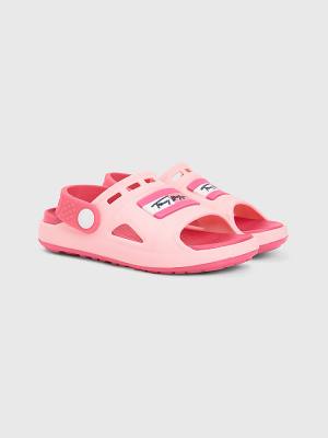 Pink Tommy Hilfiger Comfy Signature Logo Girls' Sandals | TH157VDK