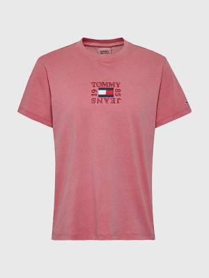 Pink Tommy Hilfiger Curve Relaxed Organic Cotton Women's T Shirts | TH409KMB