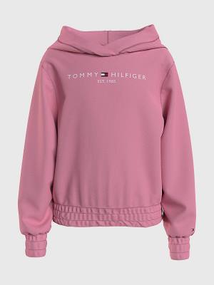 Pink Tommy Hilfiger Essential Ruched Detailing Girls' Hoodie | TH910BVO