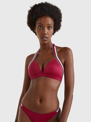 Pink Tommy Hilfiger Fixed Triangle Bikini Top Women's Swimwear | TH567AIY