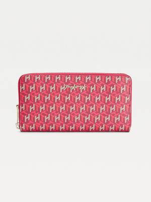 Pink Tommy Hilfiger Iconic Monogram Zip-Around Women's Wallets | TH674VFJ