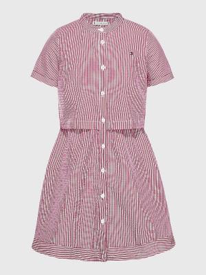 Pink Tommy Hilfiger Ithaca Stripe Shirt Girls' Dress | TH932HQU