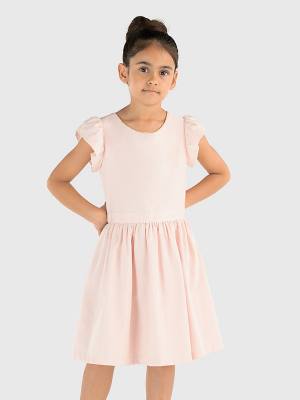 Pink Tommy Hilfiger Knee Length Poplin Girls' Dress | TH836TVH