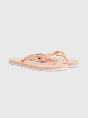 Pink Tommy Hilfiger Logo Strap Flip Flops Women's Sandals | TH523BYQ