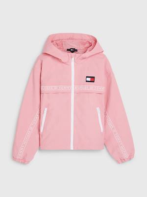 Pink Tommy Hilfiger Logo Tape Chicago Windbreaker Girls' Jackets | TH538IHL