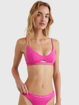 Pink Tommy Hilfiger Logo Waistband Bikini Bralette Women's Swimwear | TH381OKR