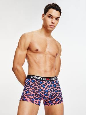 Pink Tommy Hilfiger Logo Waistband Print Trunks Men's Underwear | TH012ZWX