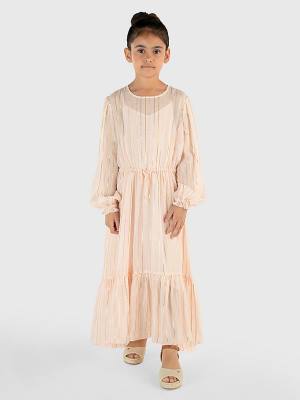 Pink Tommy Hilfiger Metallic Stripe Girls' Dress | TH035WXD