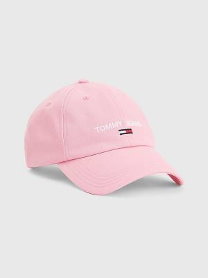 Pink Tommy Hilfiger Organic Cotton Logo Embroidery Cap Women's Hats | TH105GAC