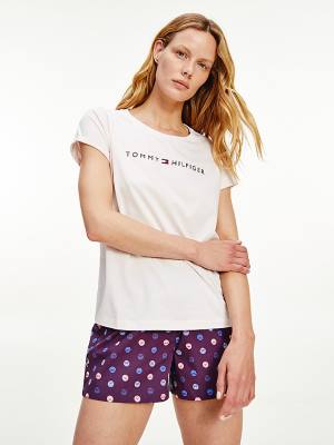 Pink Tommy Hilfiger Original Logo Turn-Back Cuff Women's T Shirts | TH632ZAU