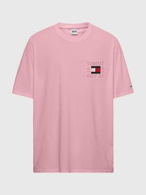 Pink Tommy Hilfiger Plus Organic Cotton Boxy Men's T Shirts | TH603GFO