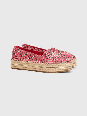 Pink Tommy Hilfiger Printed Signature Logo Espadrilles Women's Loafers | TH491COV