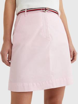 Pink Tommy Hilfiger Signature Belt Chino Mini Women's Skirts | TH965SJN