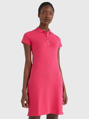 Pink Tommy Hilfiger Slim Fit Polo Women's Dress | TH417DOI