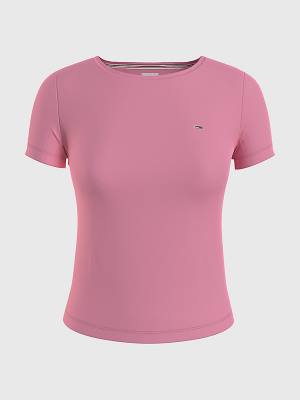 Pink Tommy Hilfiger Soft Jersey Women's T Shirts | TH865LPC