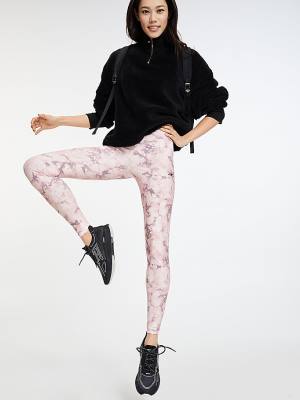 Pink Tommy Hilfiger Sport Print Full Length Women's Leggings | TH397DSW