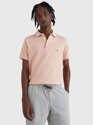 Pink Tommy Hilfiger TH Flex Slim Fit Men's Polo Shirts | TH015UAK