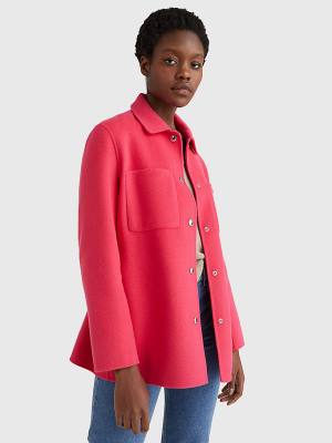 Pink Tommy Hilfiger TH Interlock Belted Shacket Women's Jackets | TH078NLW