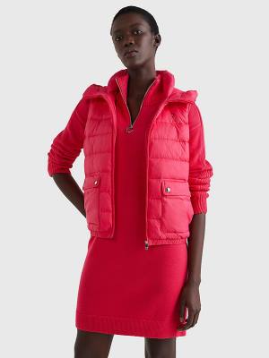 Pink Tommy Hilfiger TH Protect Hooded Padded Vest Women's Coats | TH427CBK