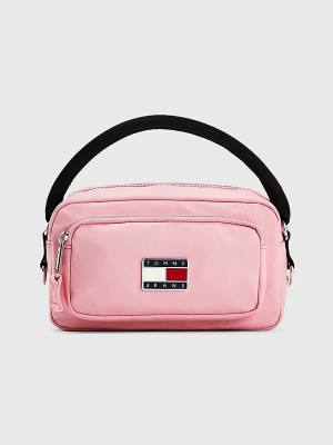 Pink Tommy Hilfiger Tommy Badge Plaque Crossover Women's Bags | TH427QJK