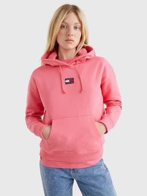 Pink Tommy Hilfiger Tommy Badge Women's Hoodie | TH921OIL