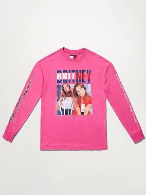 Pink Tommy Hilfiger Tommy Revisited Long Sleeve Britney Oversized Women's T Shirts | TH418XWU