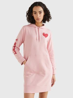 Pink Tommy Hilfiger Valentines Heart Print Women's Dress | TH492IRV