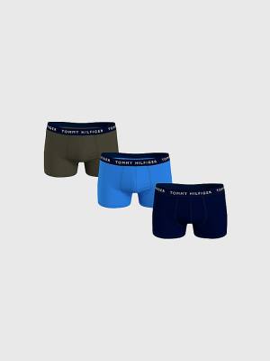 Purple Tommy Hilfiger 3-Pack Logo Waistband Trunks Men's Underwear | TH293HCS