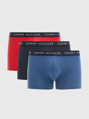 Purple Tommy Hilfiger 3-Pack Logo Waistband Trunks Men's Underwear | TH856UYS