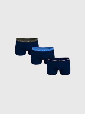 Purple Tommy Hilfiger 3-Pack Repeat Logo Trunks Men's Underwear | TH809PLO