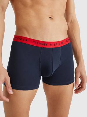 Purple Tommy Hilfiger 3-Pack Repeat Logo Trunks Men's Underwear | TH853DXJ