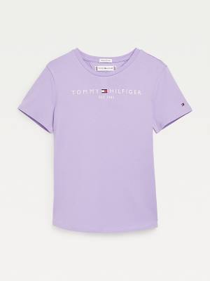 Purple Tommy Hilfiger Essential Logo Girls' T Shirts | TH684CBQ