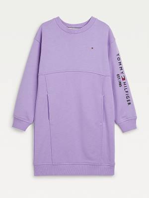 Purple Tommy Hilfiger Essential Sweatshirt Girls' Dress | TH605NRU