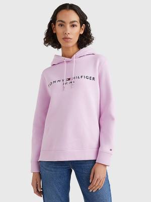 Purple Tommy Hilfiger Logo Drawstring Regular Fit Women's Hoodie | TH768FAO