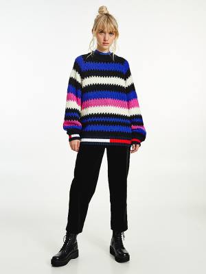 Purple Tommy Hilfiger Multicolour Knit Jumper Women's Sweaters | TH501XAH