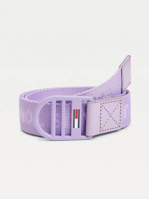 Purple Tommy Hilfiger Recycled Repeat Logo Webbing Women's Belts | TH420PML