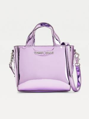 Purple Tommy Hilfiger Reflective Small Crossover Tote Women's Bags | TH478EXS