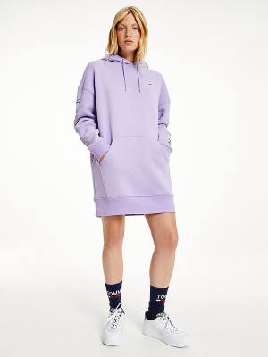 Purple Tommy Hilfiger Repeat Logo Women's Dress | TH920UZR