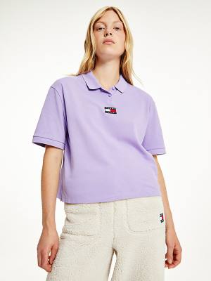 Purple Tommy Hilfiger Tommy Badge Women's Polo Shirts | TH076KFZ